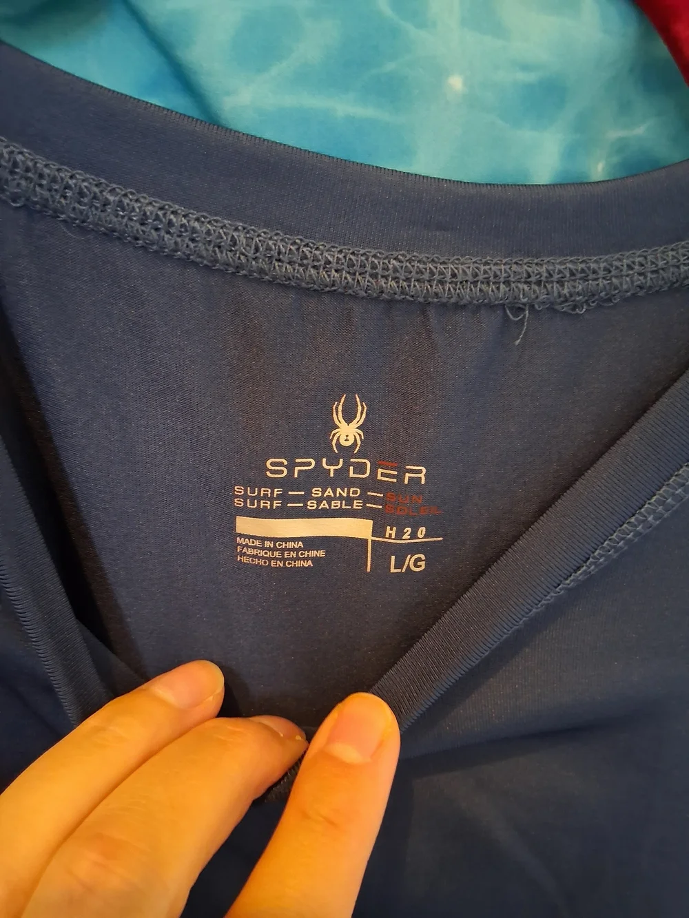 Spyder Kids Navy Long Sleeve Swim Tee with Aqua Spider and Blue Swim Trunks